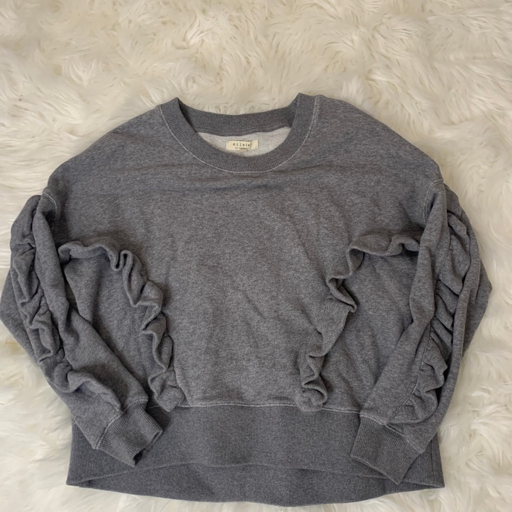Madewell Gray Ruffle Sweatshirt - Picture 2 of 4